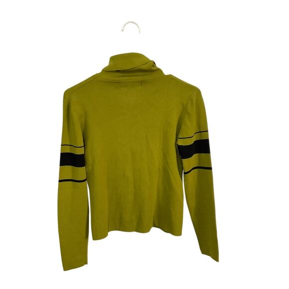 VTG 90s Joseph A Women's Green Knit Stripped Turtleneck Sweater Size Medium - Picture 2 of 6